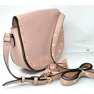 Victoria's Secret Blush Crossbody Saddle Bag Purse Pink Studded Tassels